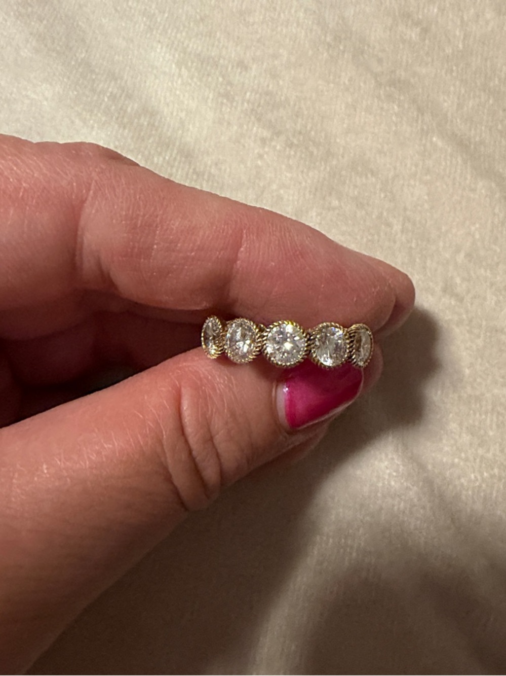 Judith Ripka 925 Sterling dipped in Gold Ring with CZ Gemstones - Picture 11 of 11